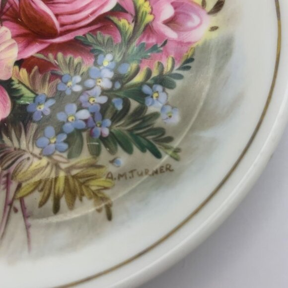 Vintage Royal Kent Floral Cabinet Plate Signed - Picture 4 of 6